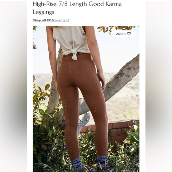 Free People Good Karma Hi Rise Leggings in Sequoia Size Medium Large NWOT $78 - Picture 4 of 10